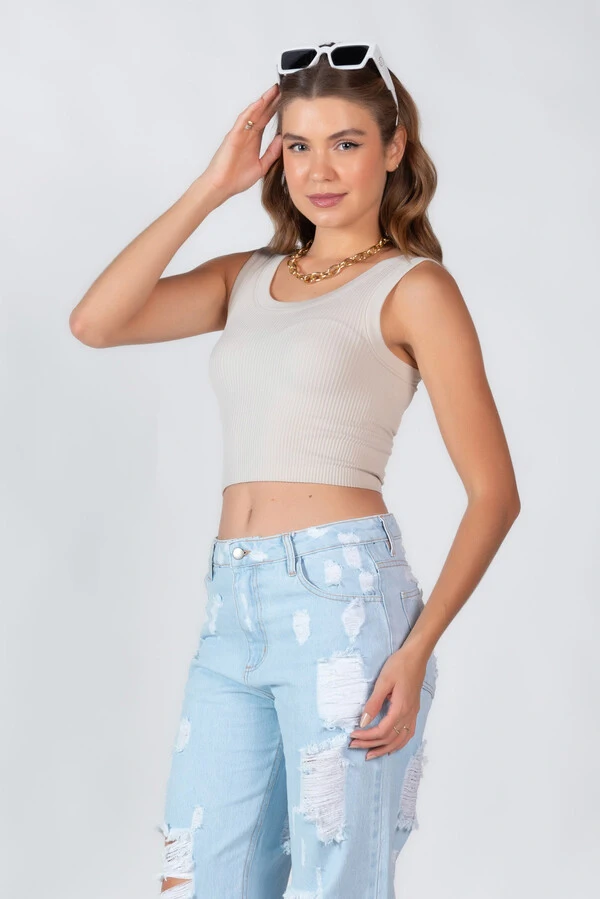 Cropped canelado regata