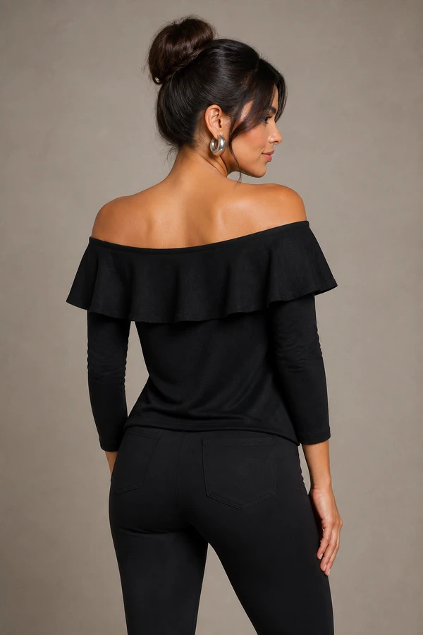 Blusa manga com gola babado