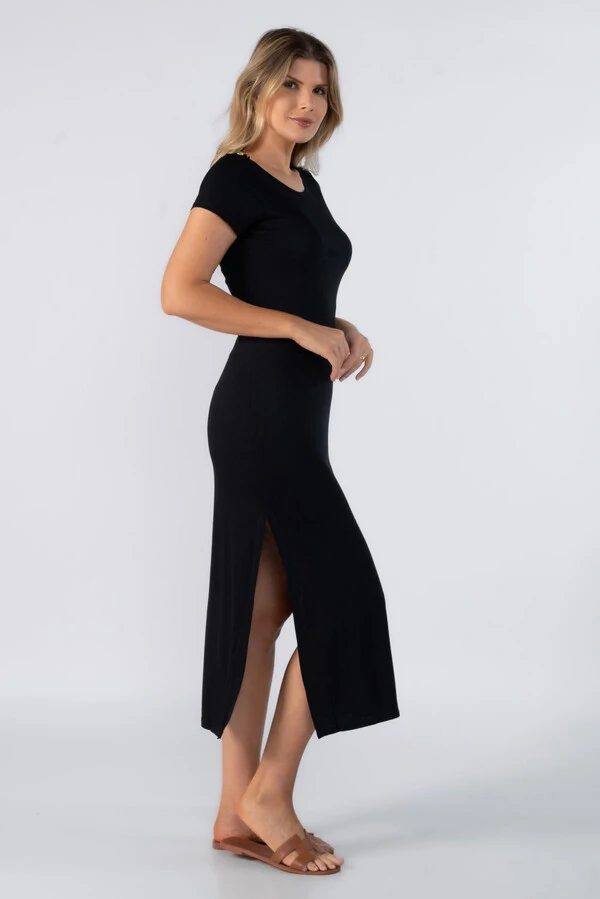 Vestido longo de malha fina