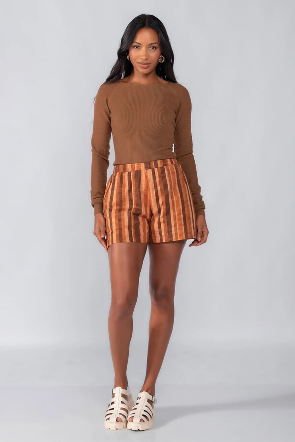 Blusa canelada decote quadrado