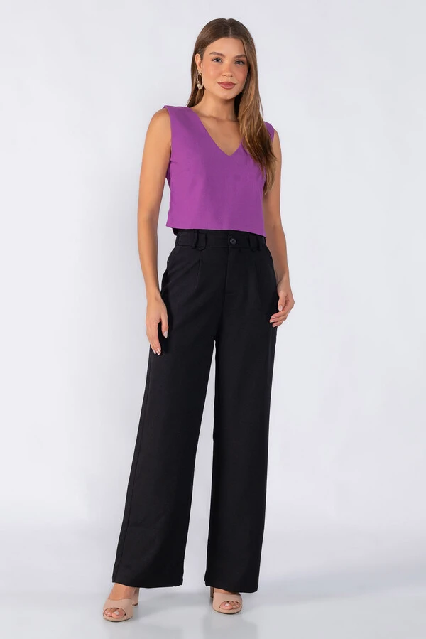 Blusa curta decote v