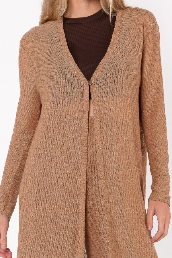 Cardigan longo tricot mesclado