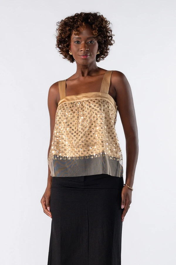 Blusa de alça bordado com paete