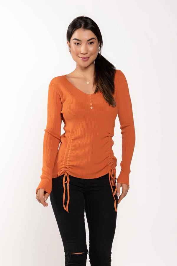 Sueter em viscose com botao e cordao