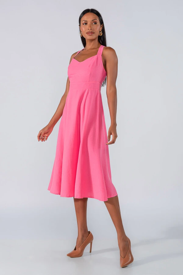 Vestido midi alcas cruzadas
