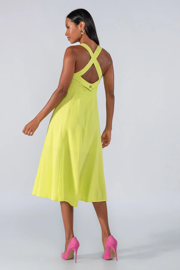 Vestido midi alcas cruzadas