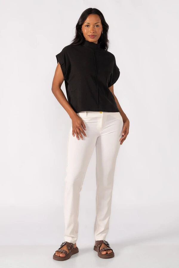 Blusa gola alta canelada