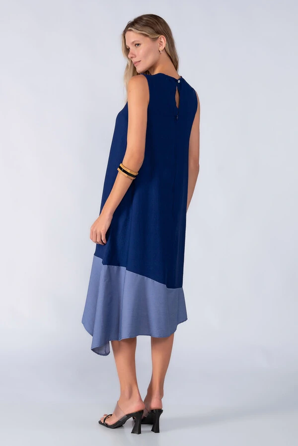 Vestido midi bicolor trapezio