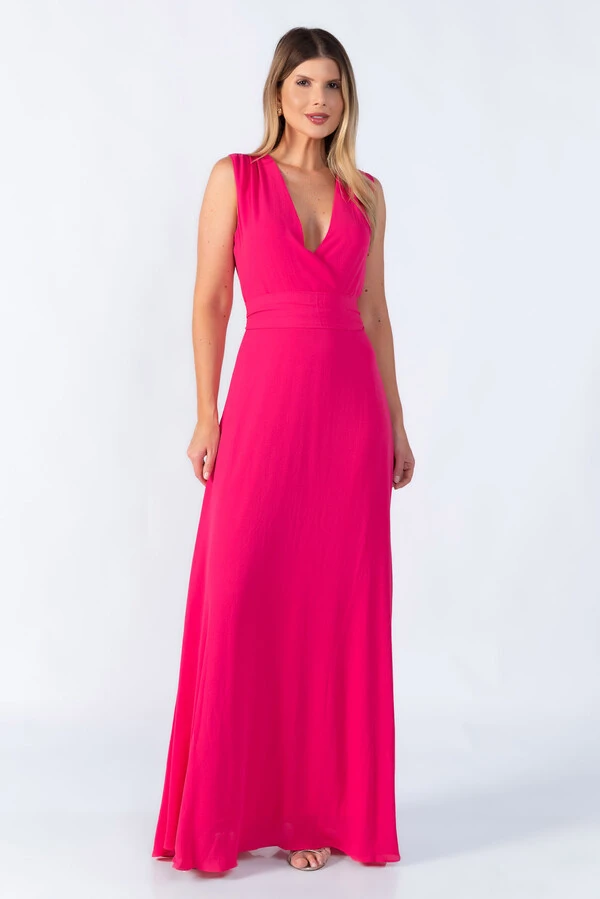 Vestido longo decote transpassado