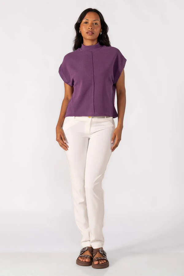 Blusa gola alta canelada