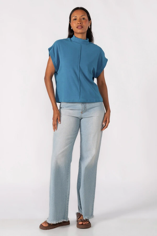 Blusa gola alta canelada