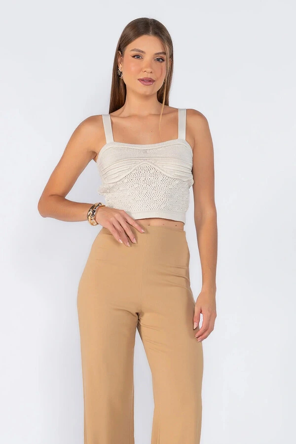 Cropped tricot texturizado