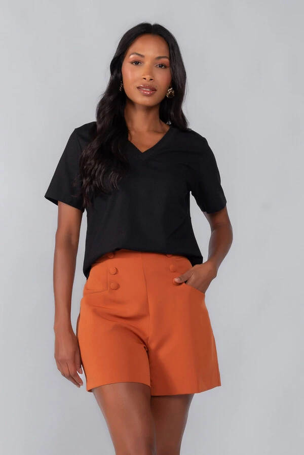 Blusa linho decote em v
