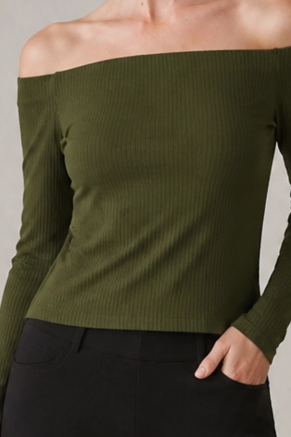 Blusa canelada ombro a ombro