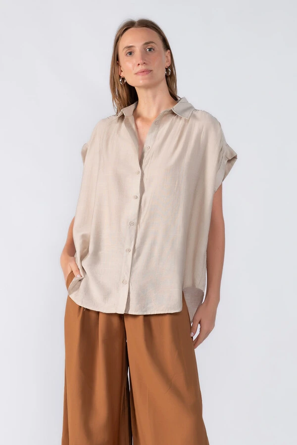 Camisa ampla barra dobrada