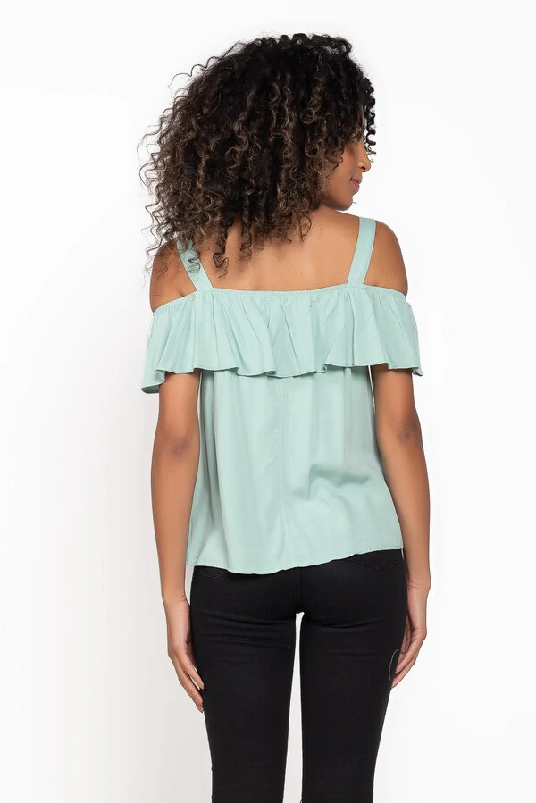 Blusa em viscose com alca e babado