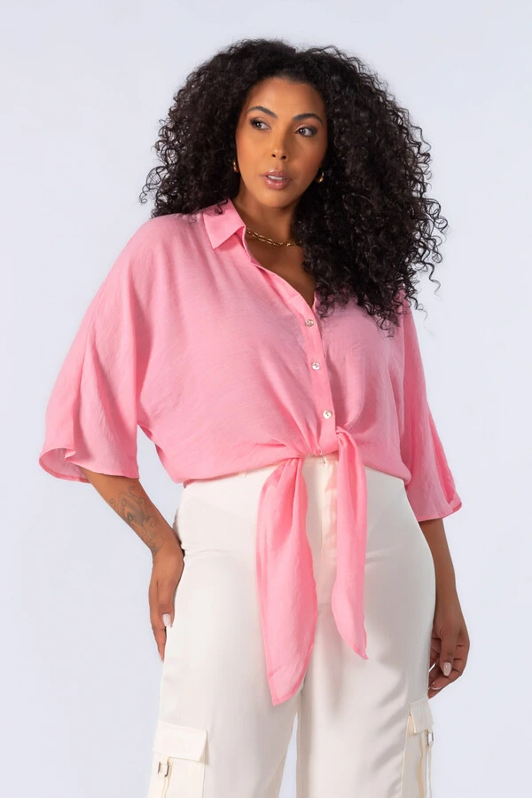 Camisa em viscose de amarracao