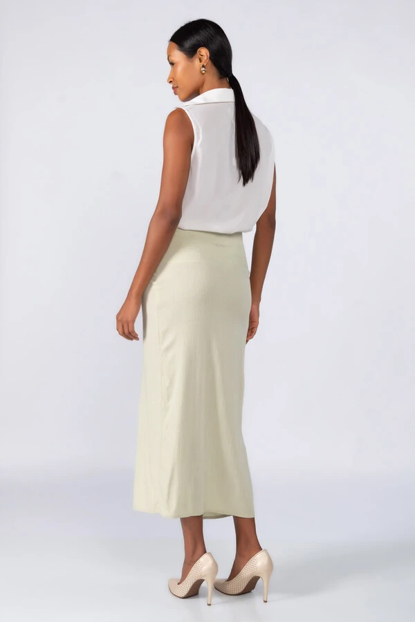 Saia midi em viscose transpassada
