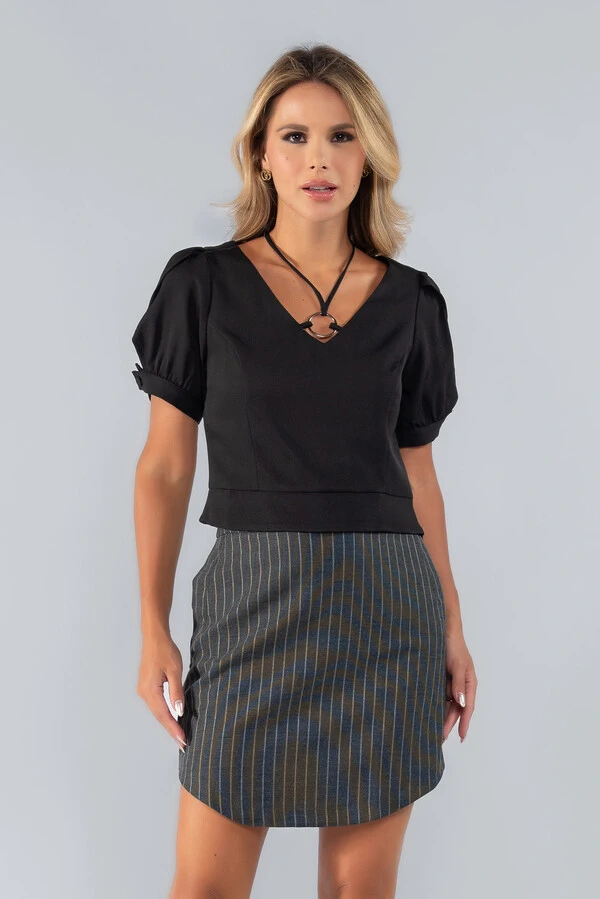 Blusa detalhe manga princesa