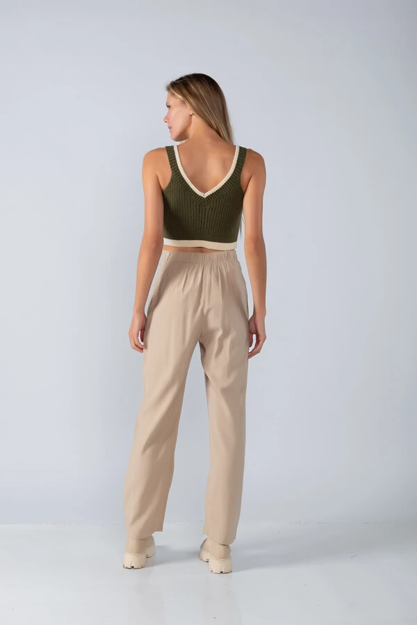 Cropped em tricot bicolor