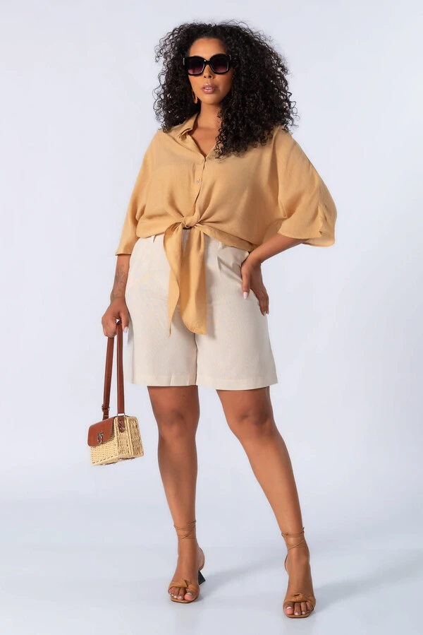 Camisa em viscose de amarracao