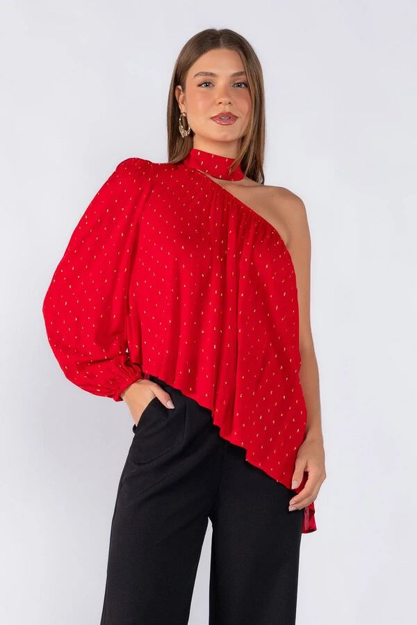 Blusa lurex uma manga