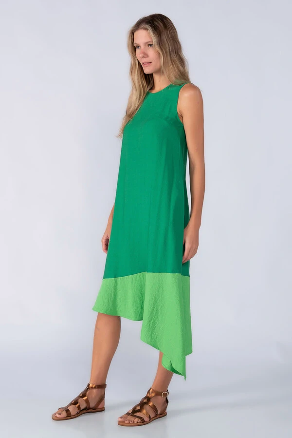 Vestido midi bicolor trapezio