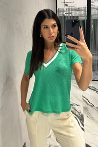 Blusa Manga Curta Tricot Waffle - COPA