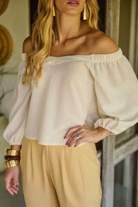 Blusa Ombro a Ombro Santorine Stripe