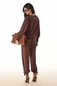 Calça Poa Rayon Jacquard