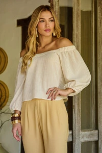 Blusa Ombro a Ombro Santorine Stripe