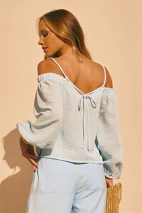 Blusa Ombro a Ombro Santorine Stripe