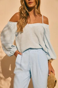 Blusa Ombro a Ombro Santorine Stripe