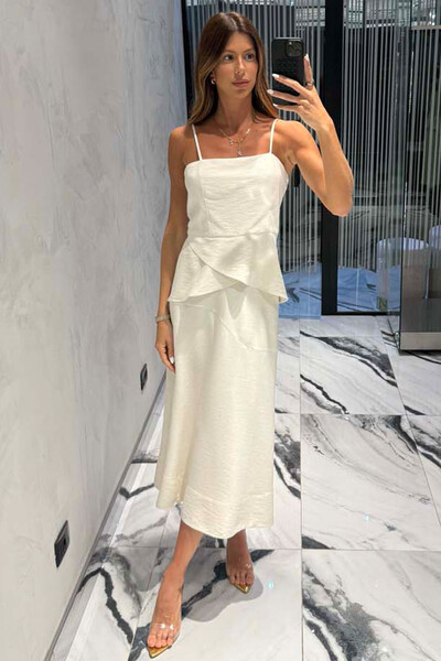 Conjunto Regata Peplum e Saia Midi Risca de Giz