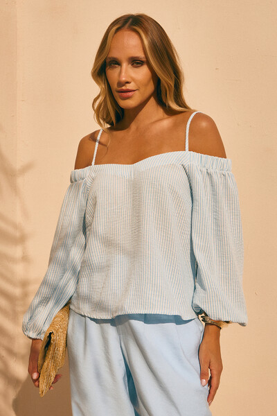 Foto Blusa Ombro a Ombro Santorine Stripe