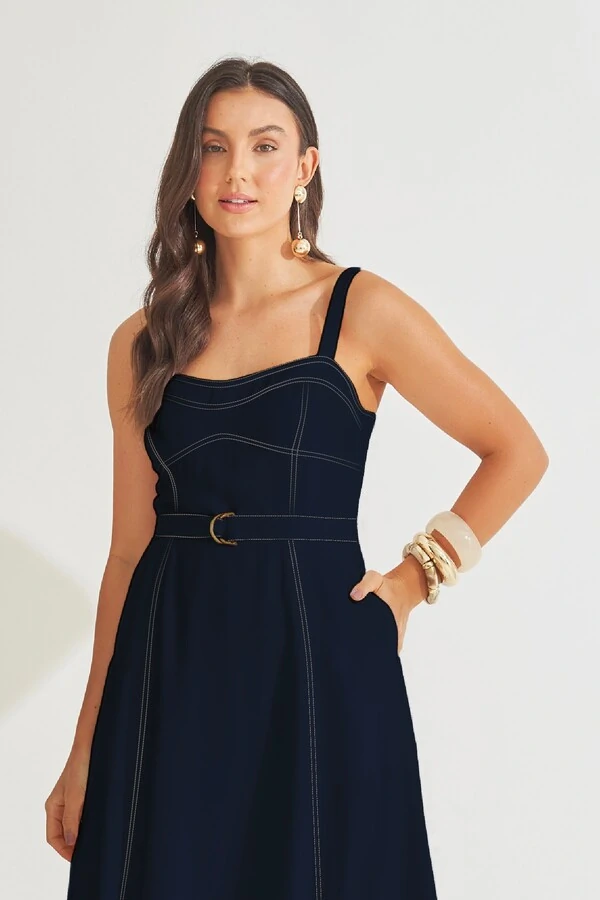 Vestido Pespontos Lilly