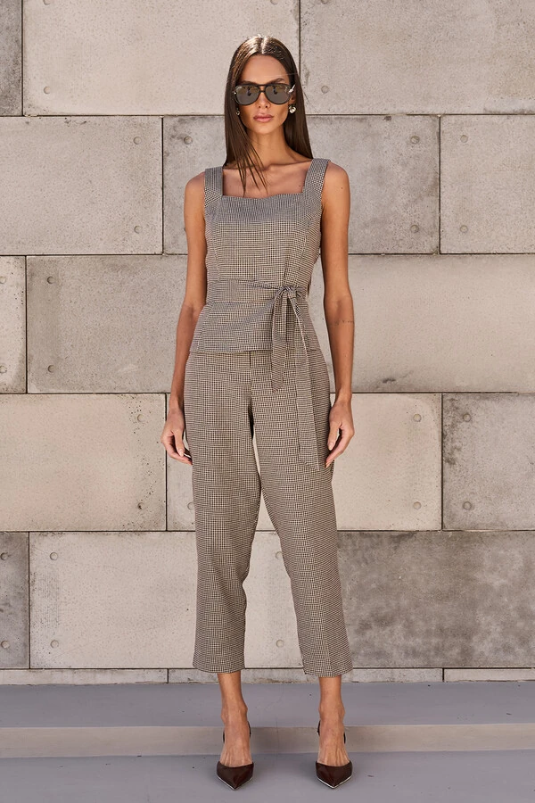 Conjunto de Calça e Regata Check Cora