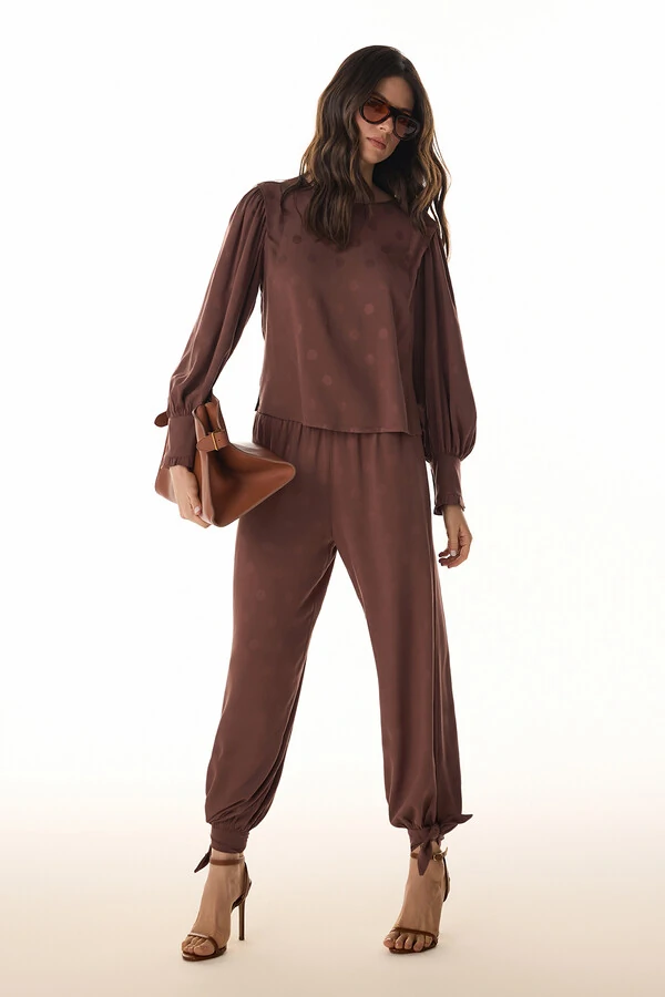 Calça Poa Rayon Jacquard