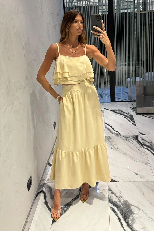 Conjunto Top e Saia Linen Australia