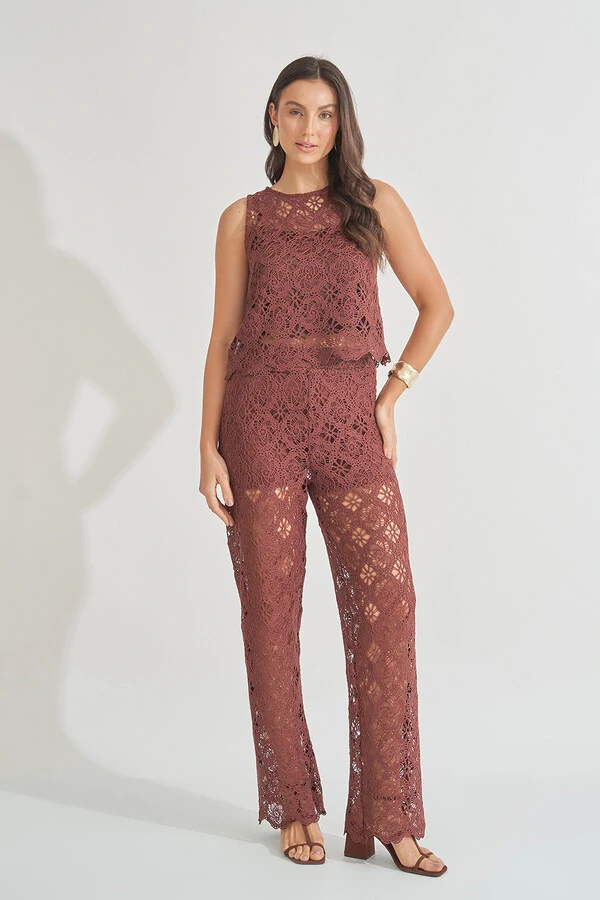 Conjunto Regata e Calça Crochet Josephine
