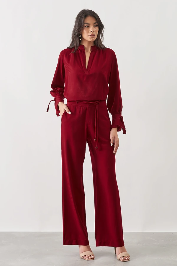 Conjunto Blusa Amarração e Pantalona Belted Elise