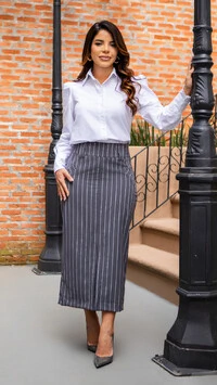 Camisa Zafira em Tricoline com Manga Longa Branco