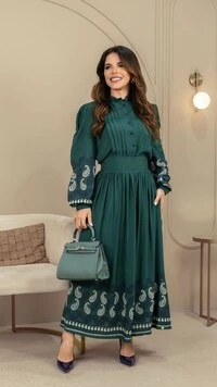 Conjunto Vanilde em Viscose com Botões Funcionais Verde