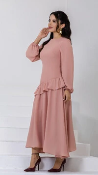 Vestido Longo Crepe Suzete Corset Babados Assimétricos