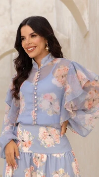 Camisa Nadine Floral em Alfaiataria Leve
