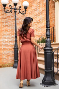 Conjunto Sirlene Blusa e Saia Max Midi em Viscose
