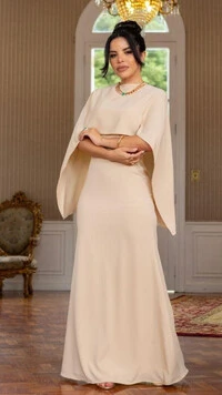 Vestido Longo Nude Liso Lorrana com Capa Removível