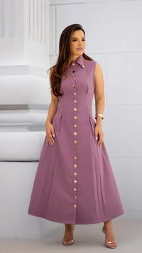 Vestido Max Midi Liliane em Alfaiataria Sarjada