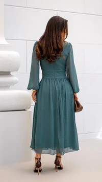 Vestido Max Midi Joquebede em Crepe com Cintura Marcada