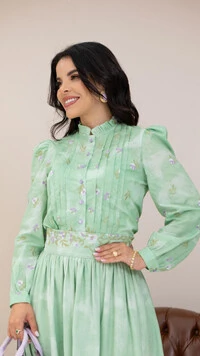 Camisa Adele Bordada em Algodão Manga Longa